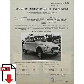 1972 Citroen Dyane 6 (AYB) (Spain) FIA homologation form PDF download